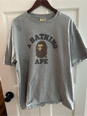 A Bathing Ape (BAPE) Gray Short Sleeve Logo Tee